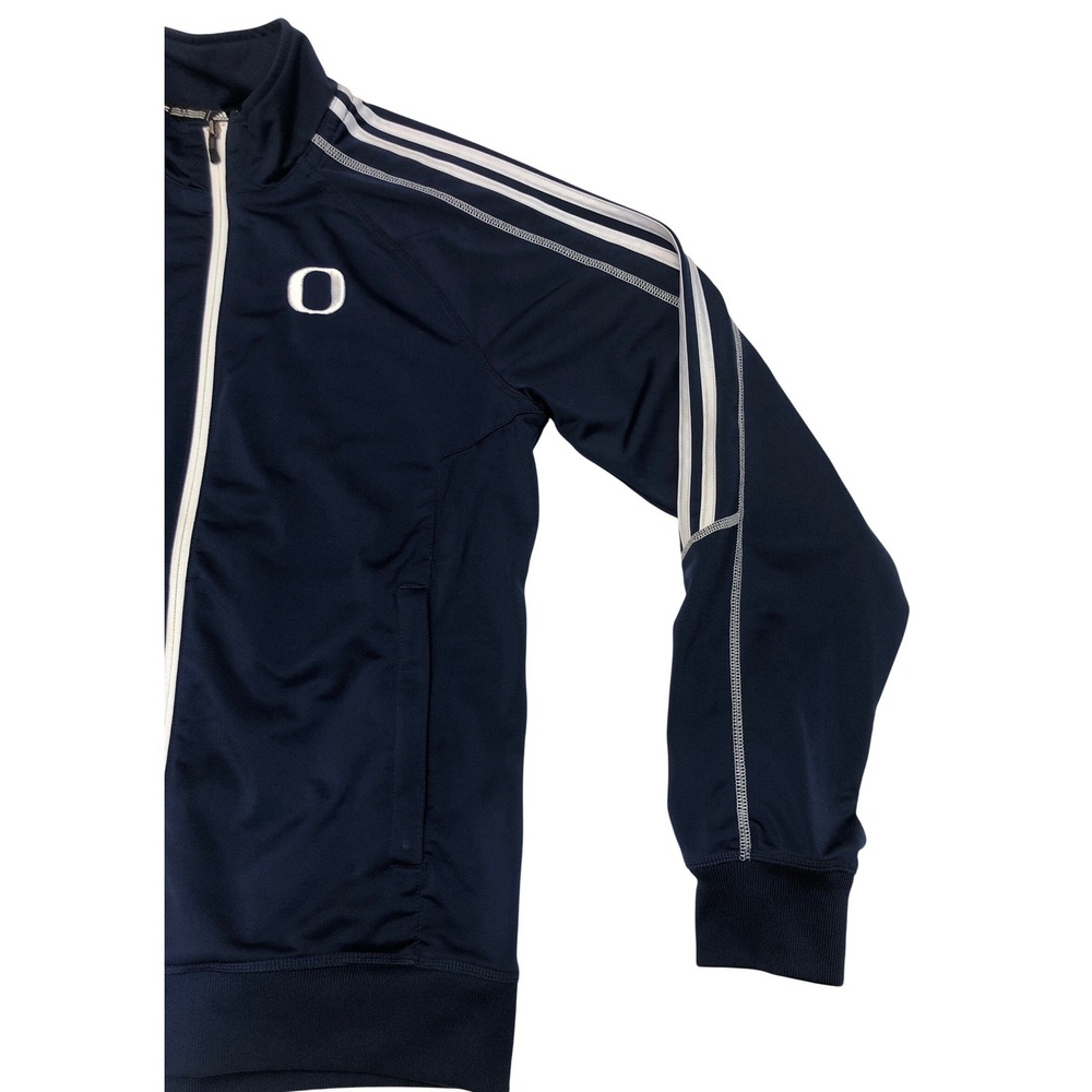 Adidas Oregon Ducks Mens Navy‎ Blue Full Zip Track Jacket 3-Stripes 6916A Medium - Picture 8 of 9